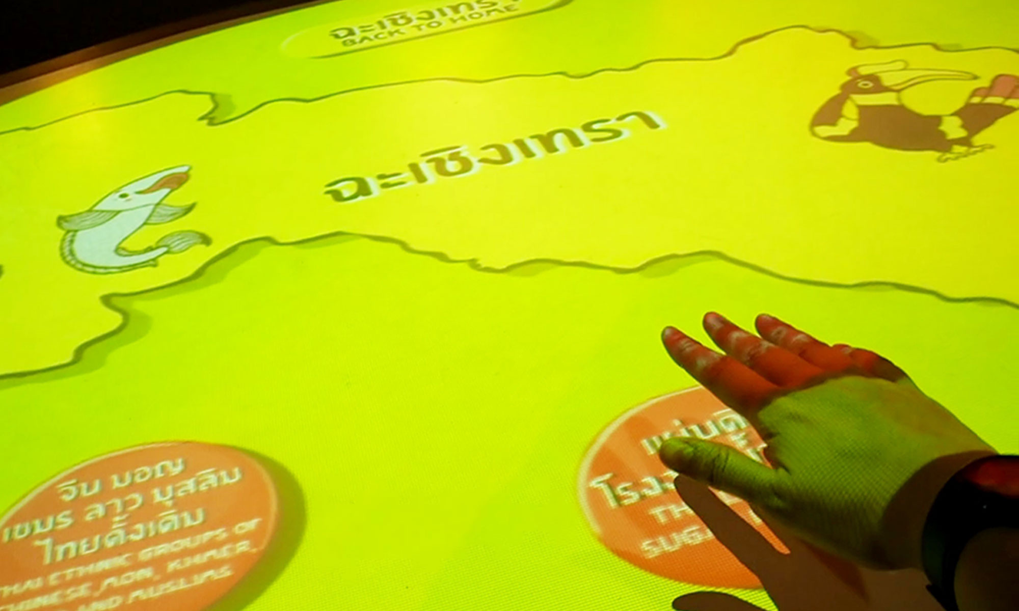 a demonstration when put the hand above the interactive table